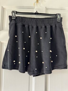 SHE + SKY black pearl embellished knit skort
